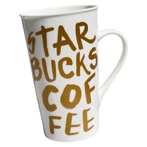 Starbucks Mug 16 oz White With Gold Starbucks Coffee Lettering - No Chips/Cracks
